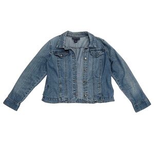 Charter Club Denim Jacket Women’s Large Classic Blue Jean Jacket